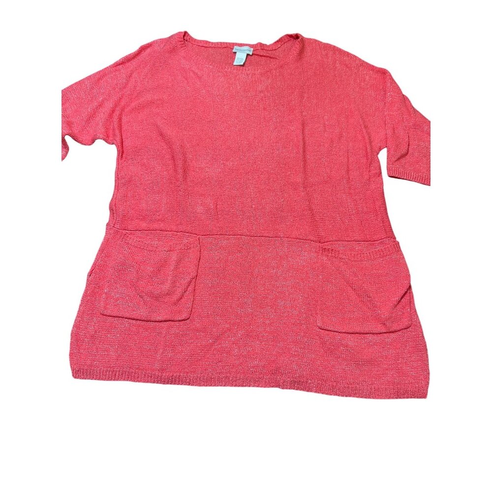 Soft Surroundings Womens Red Knit Tunic Sweater PL/PXL